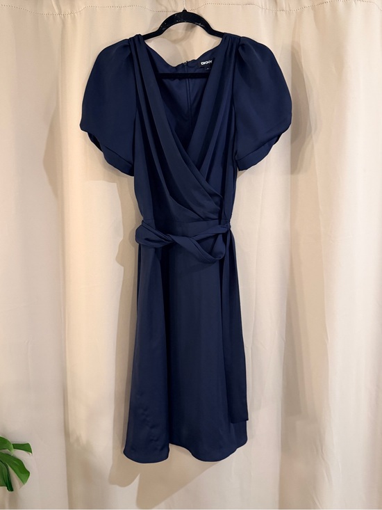 Dkny Dresses & Skirts - DKNY Deep Navy Wrap Midi Dress with Tie Waist